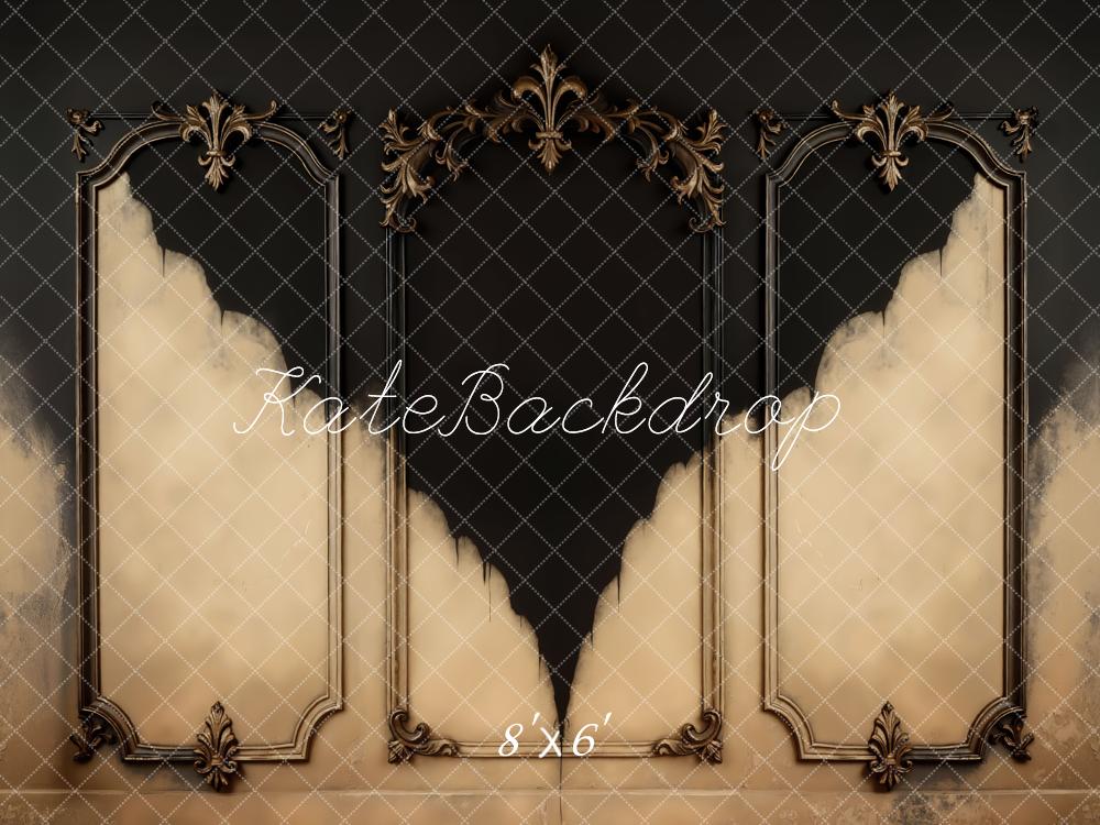 Kate Ornate Vintage Wall Black Beige Backdrop Designed by Mini MakeBelieve -UK