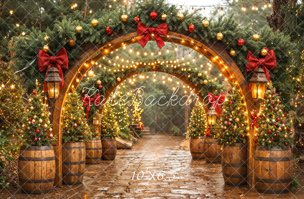 Kate Christmas Arch Garland Trees Lights Backdrop Designed by Emetselch -UK