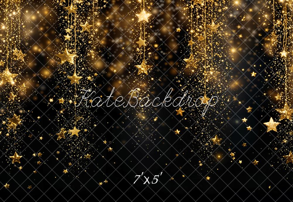 Lightning Deals Kate Gold Glitter Stars Sparkle Backdrop Designed by Kate Image -UK