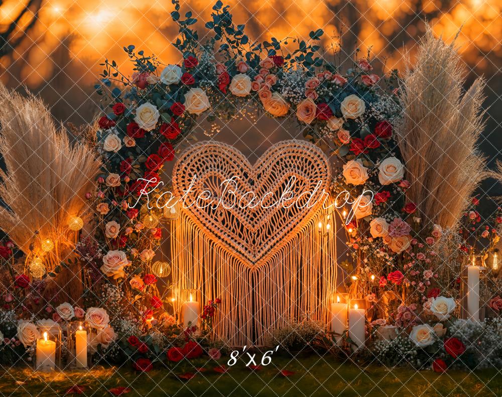 Kate Wedding Arch Heart Macrame Fleece Backdrop Designed by Emetselch