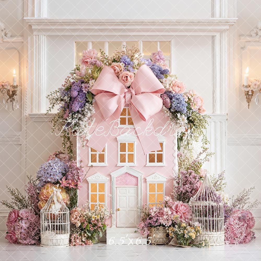 Kate Pink Dollhouse Floral Pastel Backdrop Designed by Emetselch
