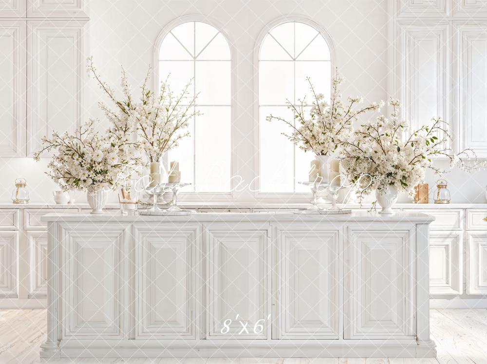 Kate White Kitchen Cabinets Blossom Backdrop Designed by Emetselch