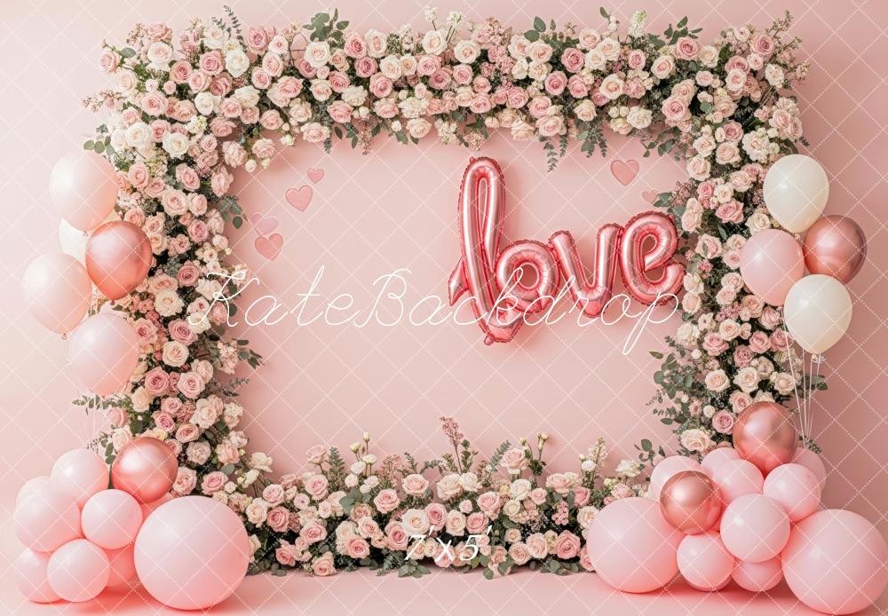 Kate Floral Arch Balloons Pink Backdrop Designed by Patty Robert