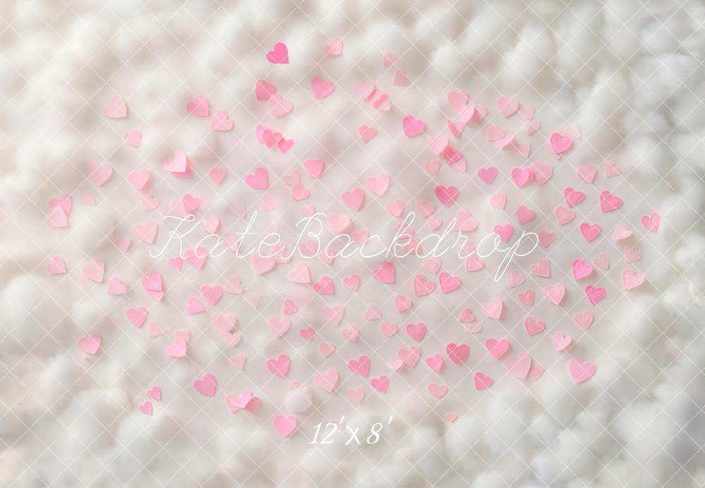 Kate Pink Hearts Cloudy Texture Fleece Backdrop Designed by Emetselch -UK