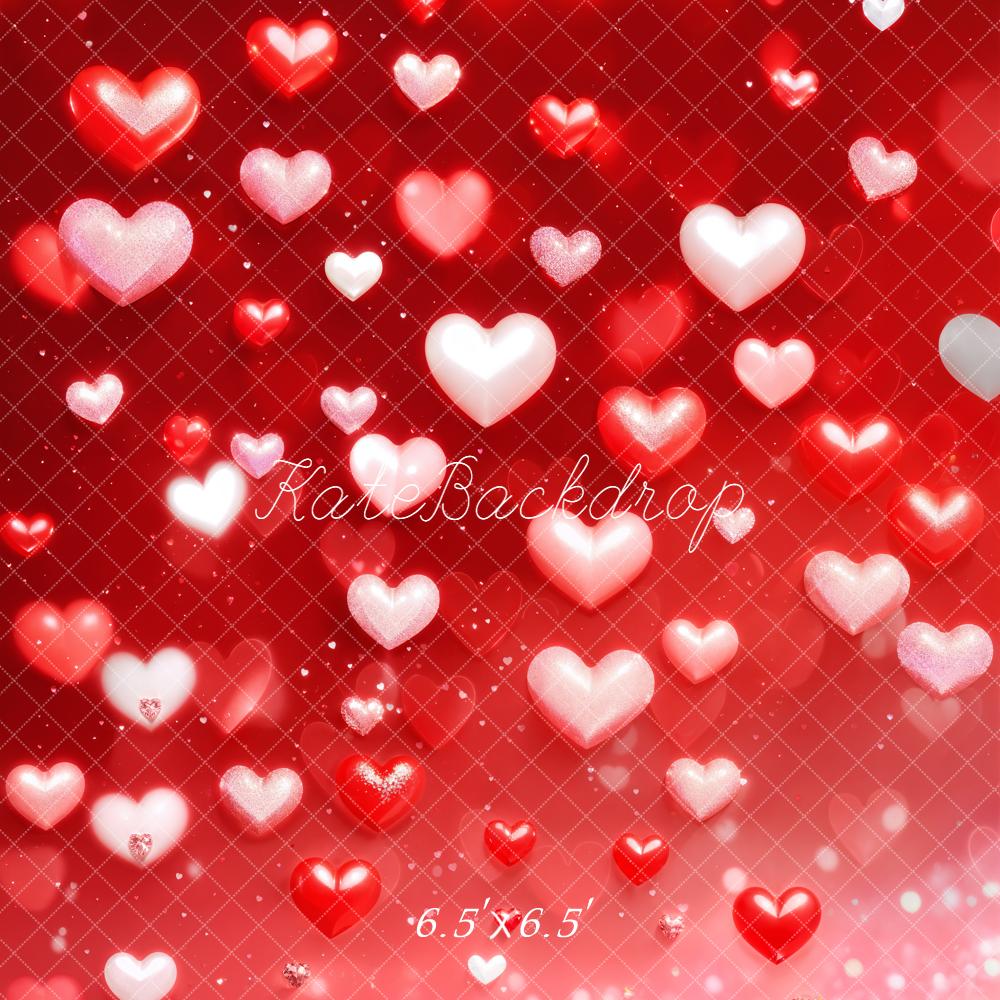 Kate Valentine Red Hearts Sparkle Gradient Backdrop Designed by Emetselch