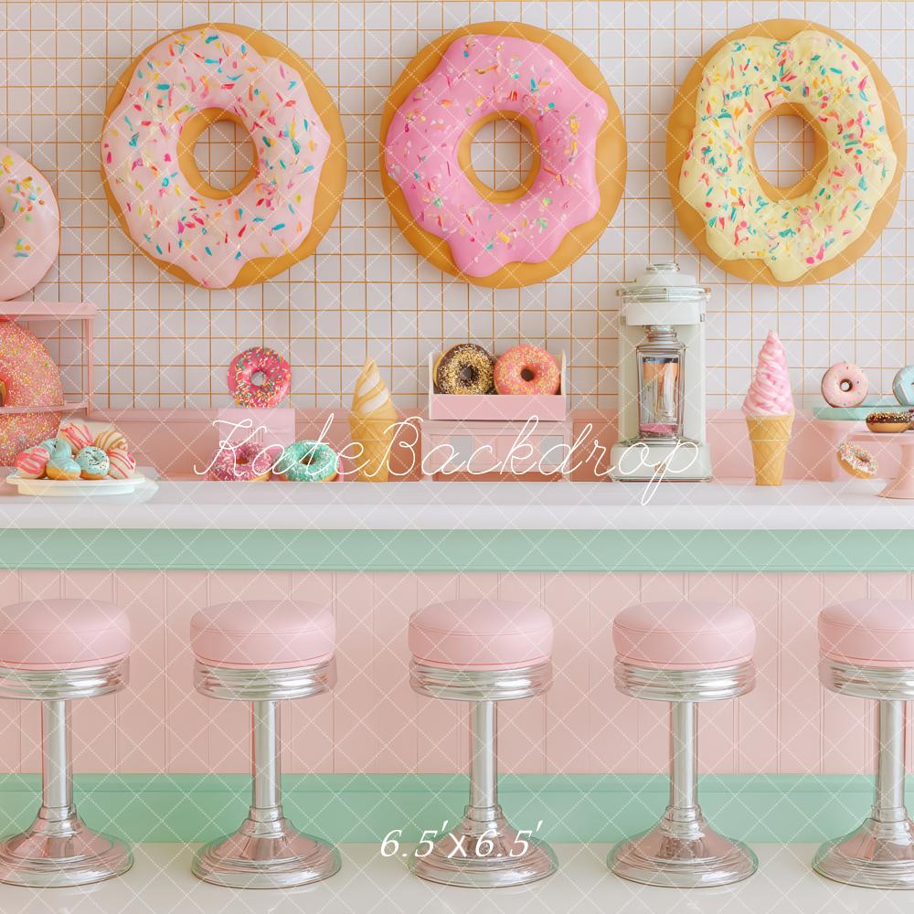 Kate Retro Diner Donuts Pastel Backdrop Designed by Patty Robert -UK