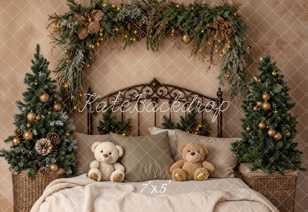 Kate Christmas Bed Teddy Bears Backdrop Designed by Emetselch