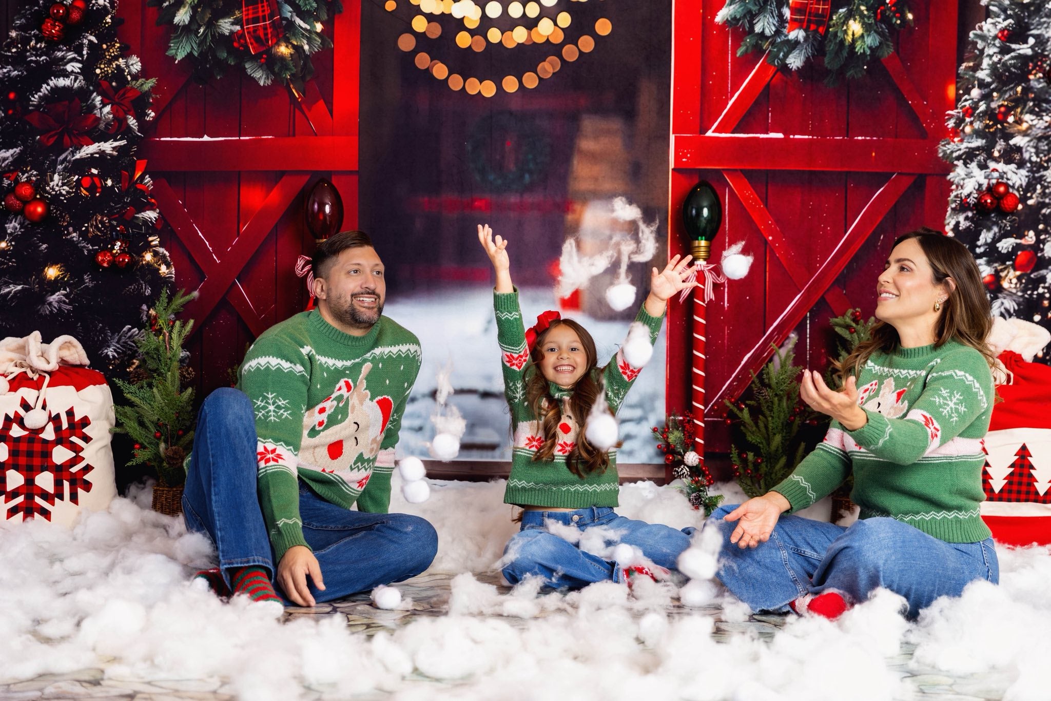 Lightning Deals Kate Christmas Night Red Barn Door Backdrop Designed by Emetselch -UK