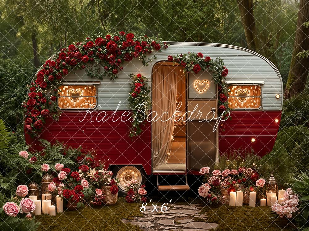 Kate Caravan Roses Fairy Lights Fleece Backdrop Designed by Emetselch