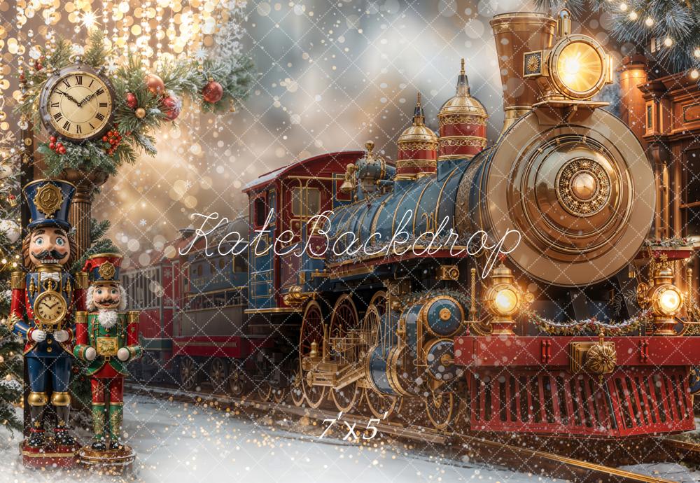 Kate Polar Train Nutcracker Clock Christmas Backdrop Designed by Emetselch