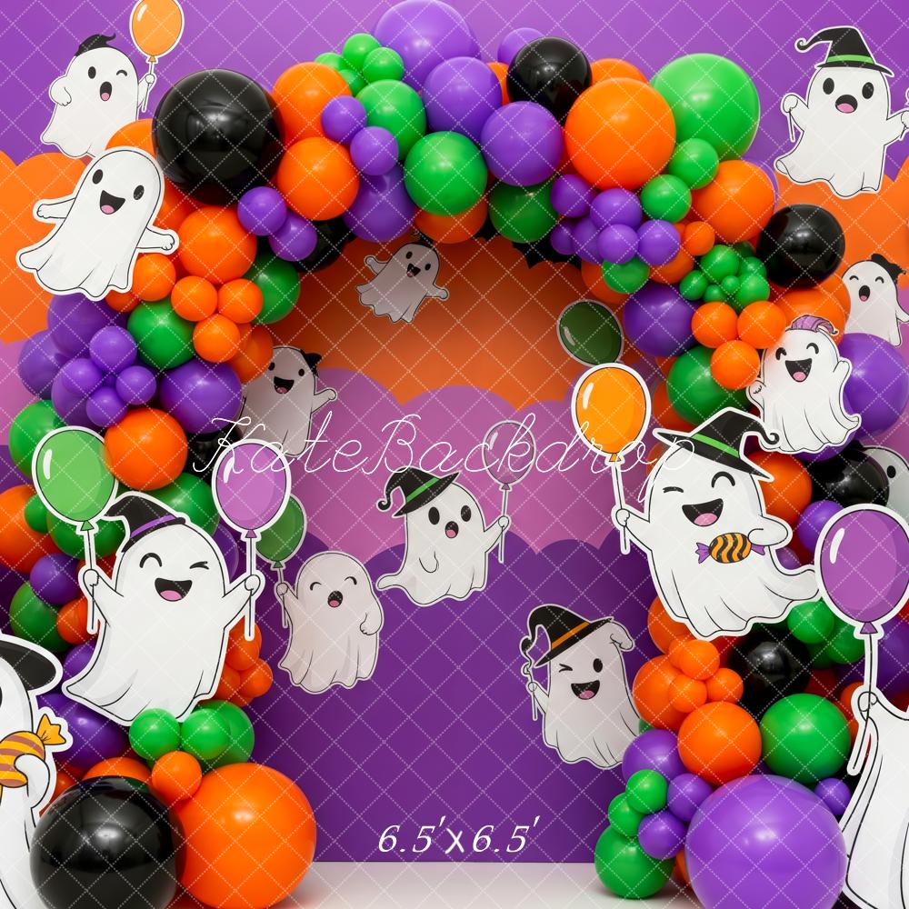 Kate Halloween Ghosts Balloons Cartoon Backdrop Designed by Patty Robert