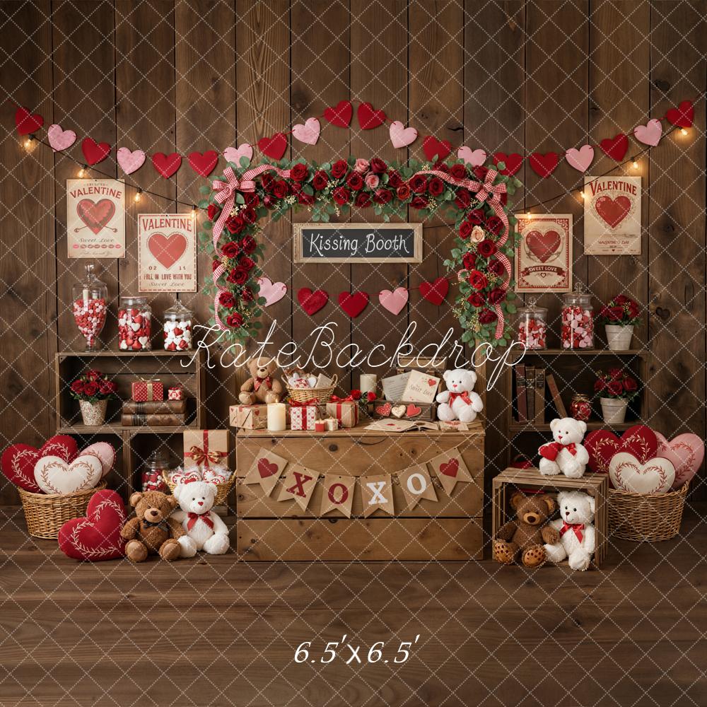 Kate Valentine Heart Garland Roses Wooden Crates Backdrop Designed by Emstselch