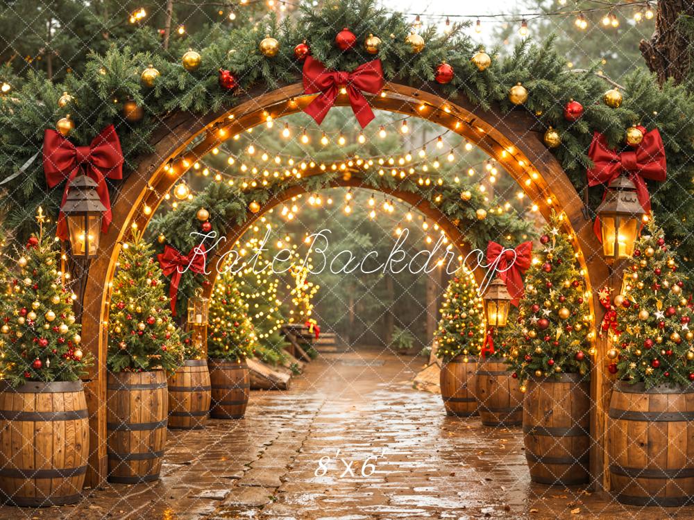 Kate Christmas Arch Garland Trees Lights Backdrop Designed by Emetselch -UK