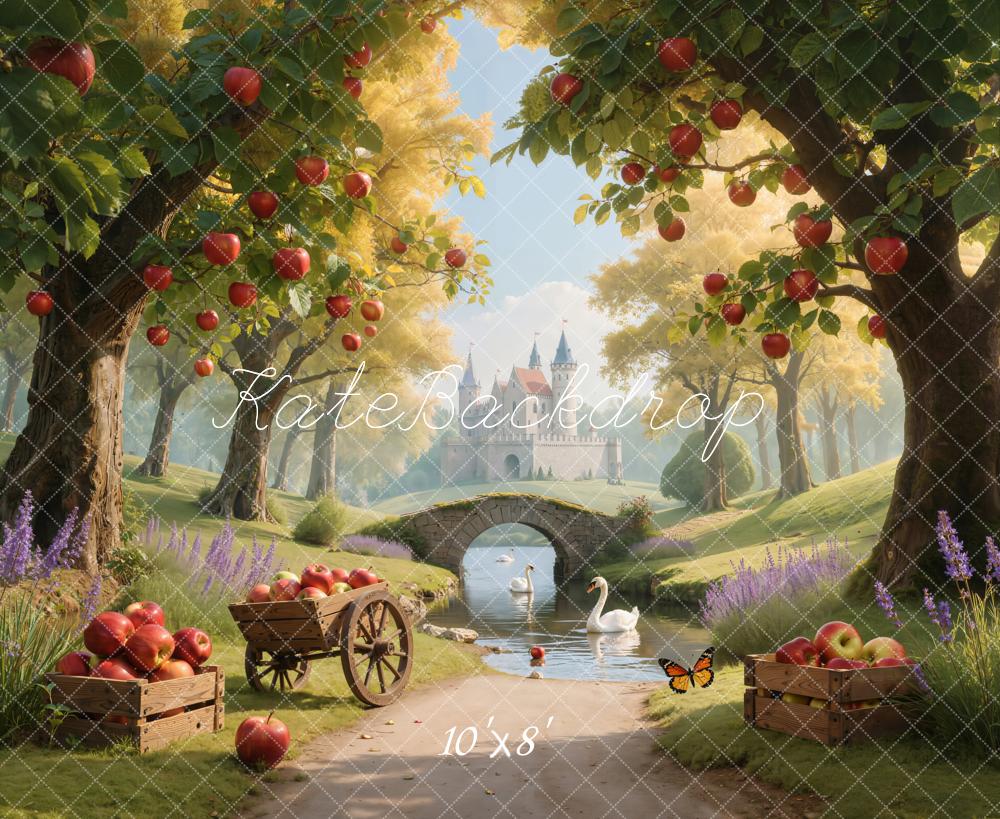 Kate Fairy Fantasy Castle Apple Trees Fleece Backdrop Designed by Emetselch -UK