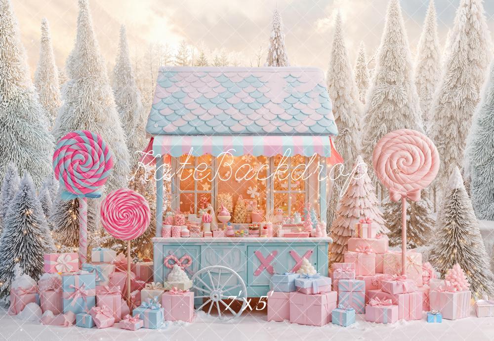 Kate Winter Candy Cart Lollipop Presents Pastel Backdrop Designed by Emetselch -UK