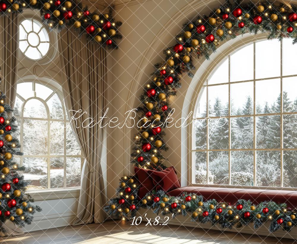 Kate Christmas Window Arch Garland Interior Backdrop Designed by Mini MakeBelieve -UK