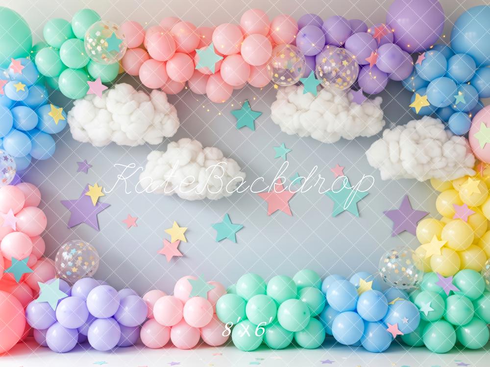 Kate Cake Smash Balloons Clouds Stars Backdrop Designed by Patty Robert
