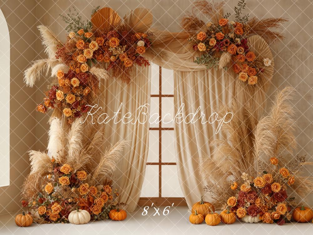 Kate Autumn Garland Pampas Pumpkins Backdrop Designed by Emetselch -UK