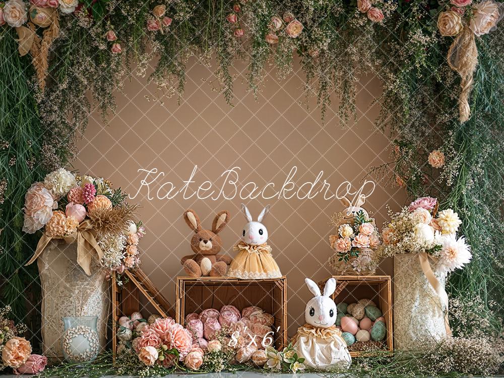 Kate Easter Bunny Flower Arch Fleece Backdrop Designed by Emetselch -UK