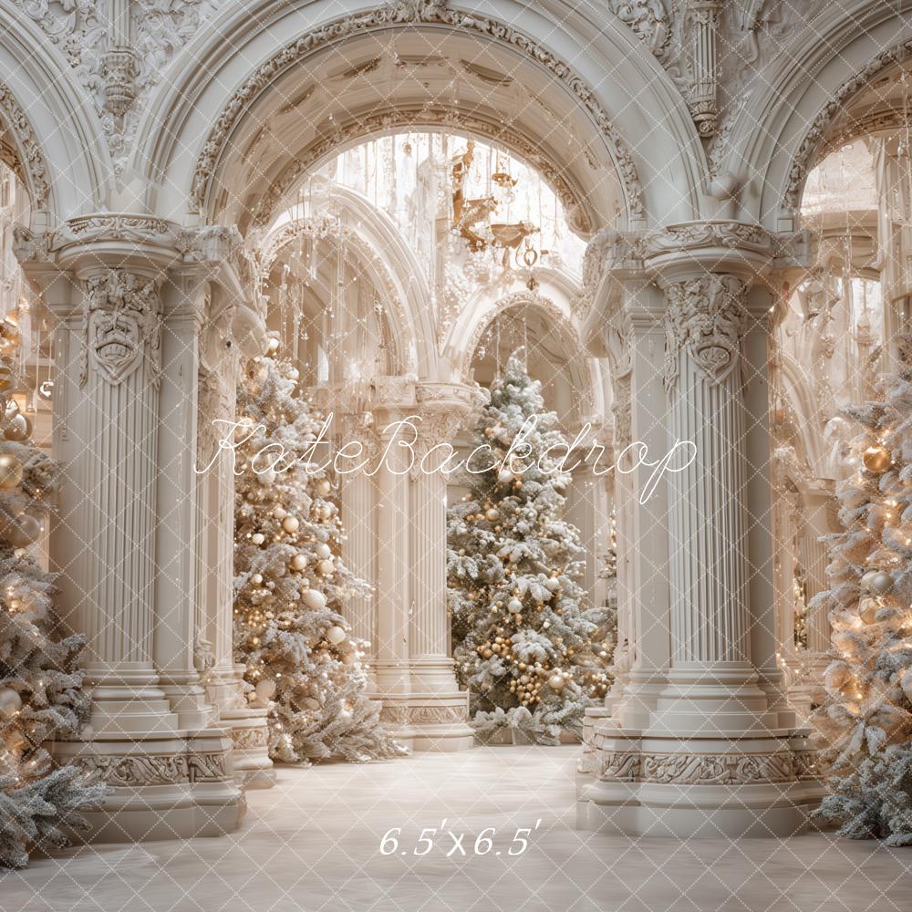Kate Christmas Snowy Trees White Palace Backdrop Designed by Ashley Paul -UK