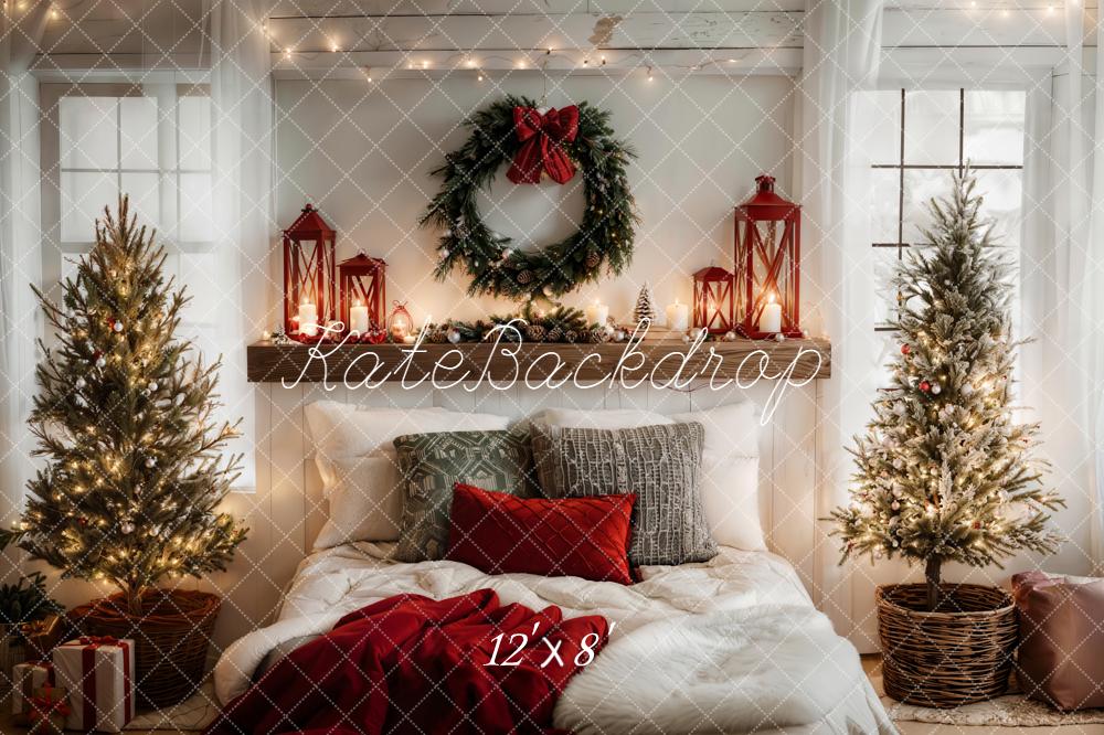 Kate Christmas Bedroom Trees Wreath Lanterns Backdrop Designed by Emetselch -UK