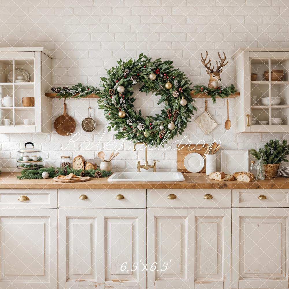 Kate Christmas Kitchen Wreath Garland Backdrop Designed by Emetselch