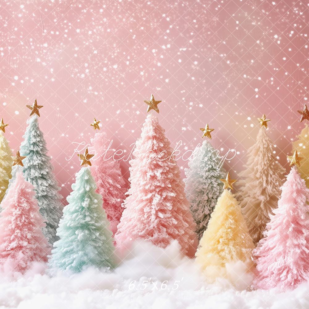 Kate Christmas Pastel Trees Snowy Backdrop Designed by Patty Robert