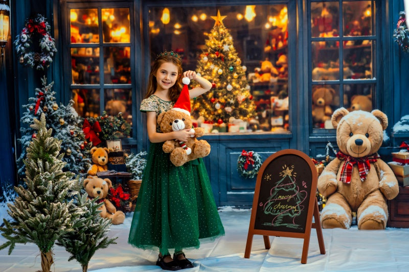Kate Christmas Tree Shop Teddy Bear Window Room Set -UK