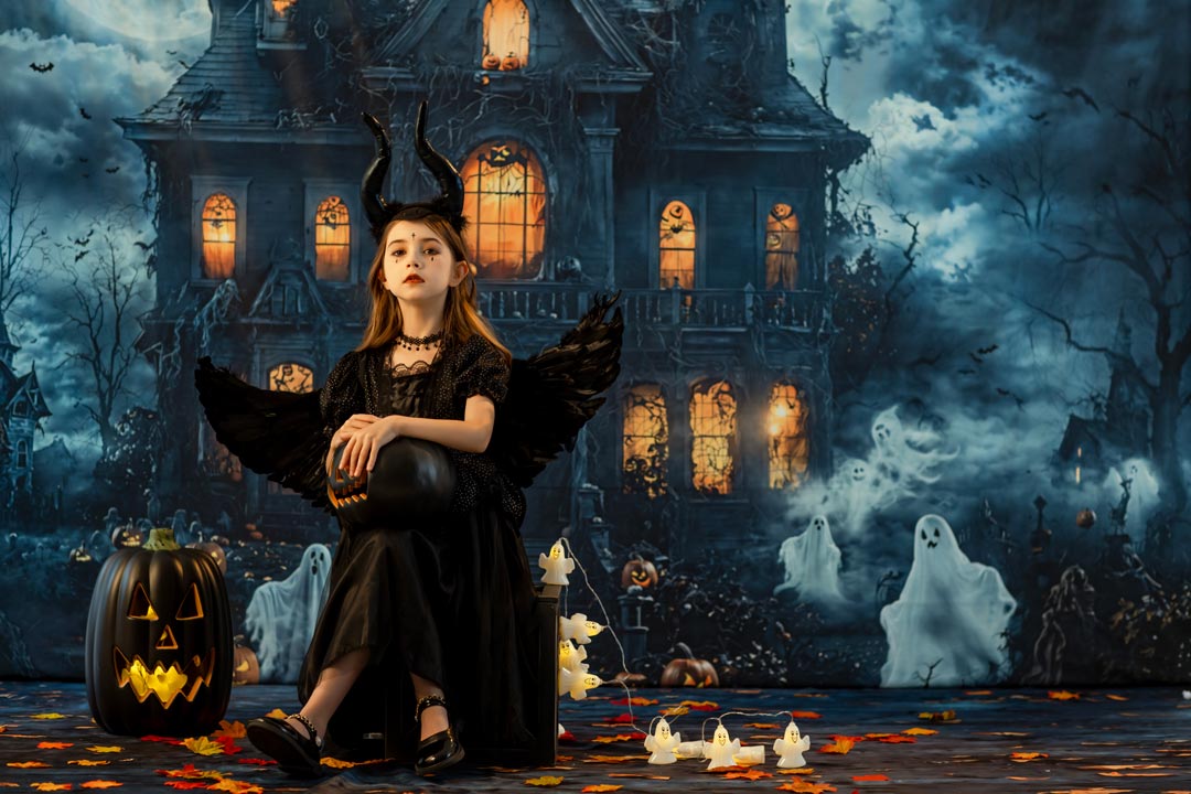 On Sale Kate Halloween Haunted House Ghosts Night Backdrop Designed by Emetselch -UK
