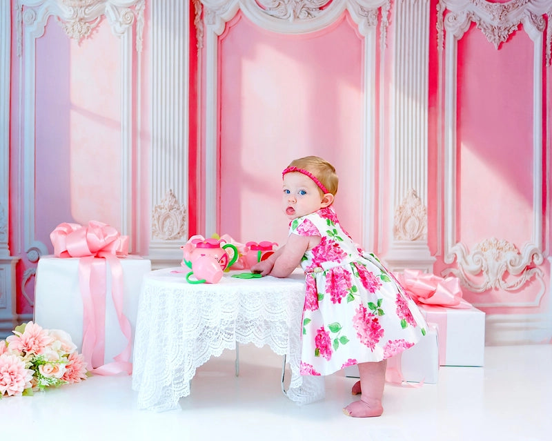 Kate Elegant Pink Vintage Wall Sunlight Backdrop Designed by Emetselch