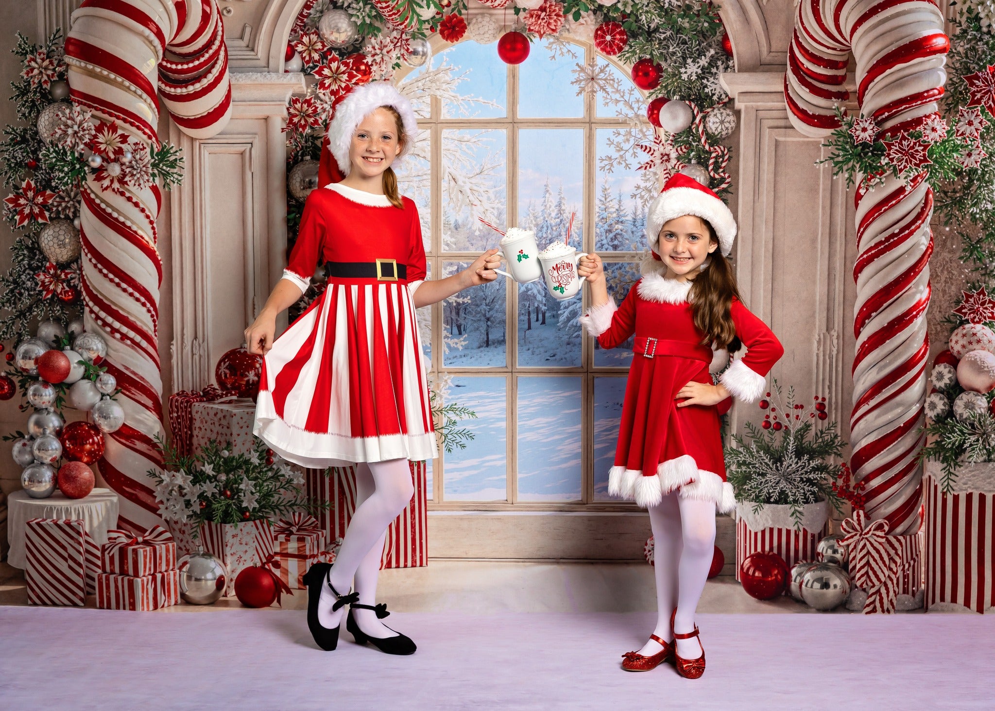On Sale Kate Christmas Candy Cane Arched Window Backdrop Designed by Emetselch