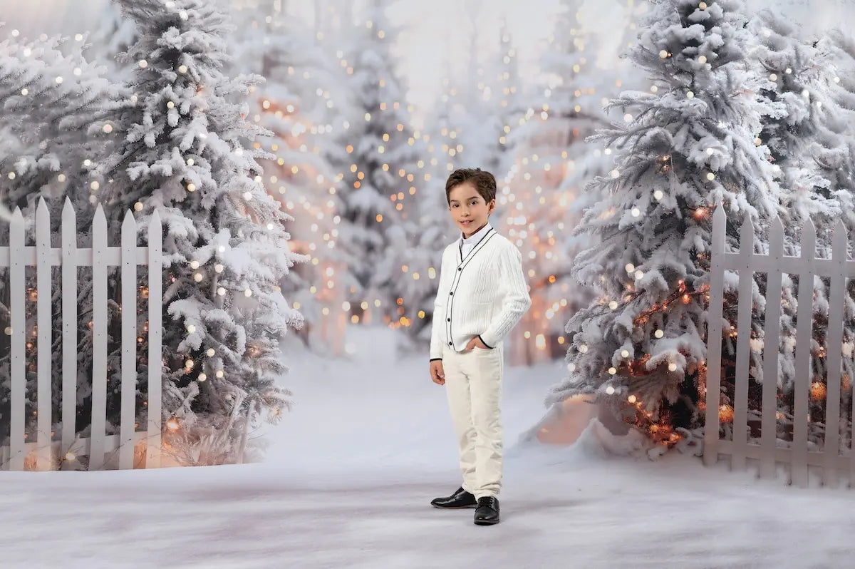 On Sale Kate Christmas Snowy White Forest Fence Backdrop Designed by Emetselch