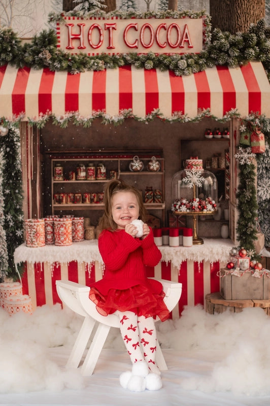 Kate Christmas Hot Cocoa Forest Snow Backdrop Designed by Emetselch -UK