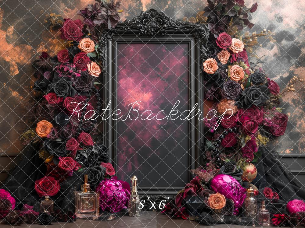 Kate Fine Art Dark Roses Ornate Frame Backdrop Designed by Mini MakeBelieve -UK
