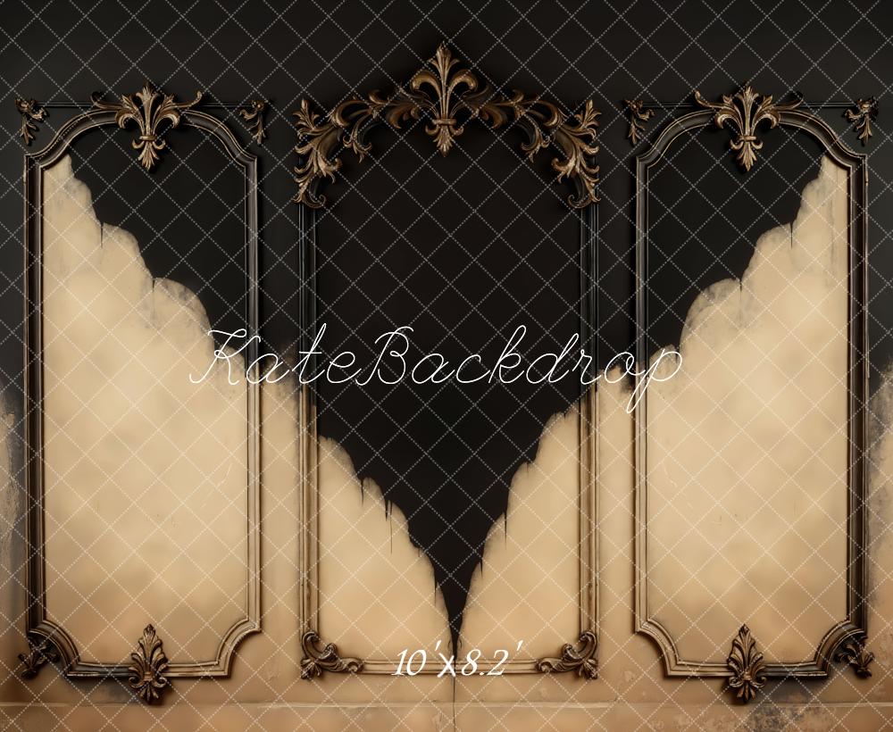 Kate Ornate Vintage Wall Black Beige Backdrop Designed by Mini MakeBelieve -UK