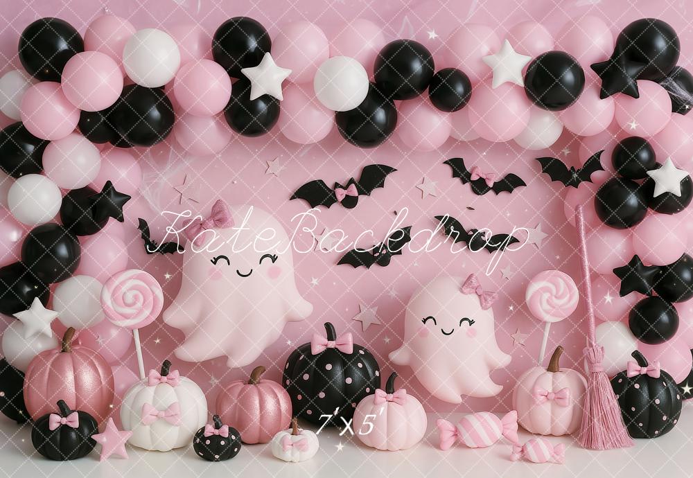On Sale Kate Halloween Pink Ghost Balloons Backdrop Designed by Ashley Paul