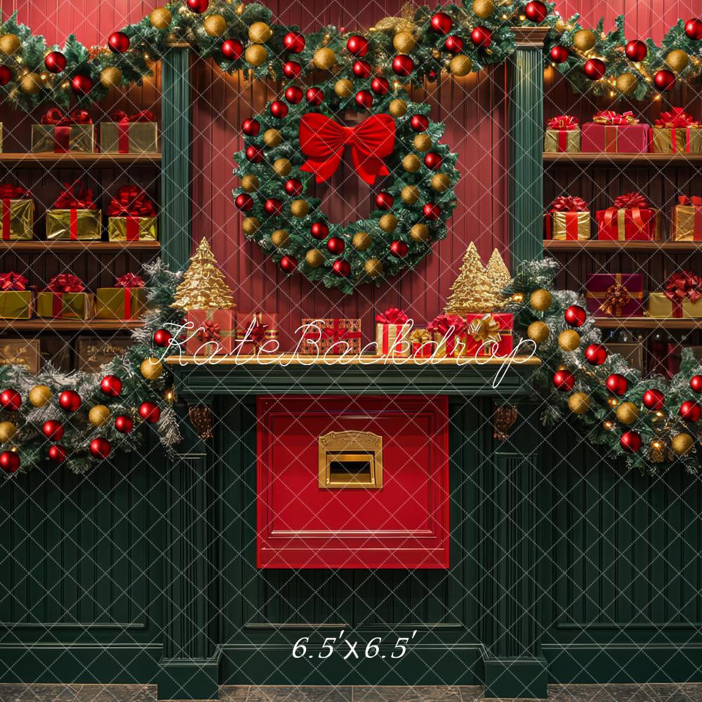 Kate Christmas Wreath Garland Gift Shelves Backdrop Designed by Mini MakeBelieve -UK