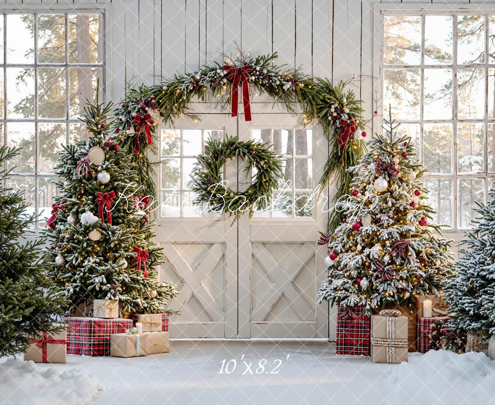 Kate Christmas Trees Arch Presents Rustic Backdrop Designed by Emetselch