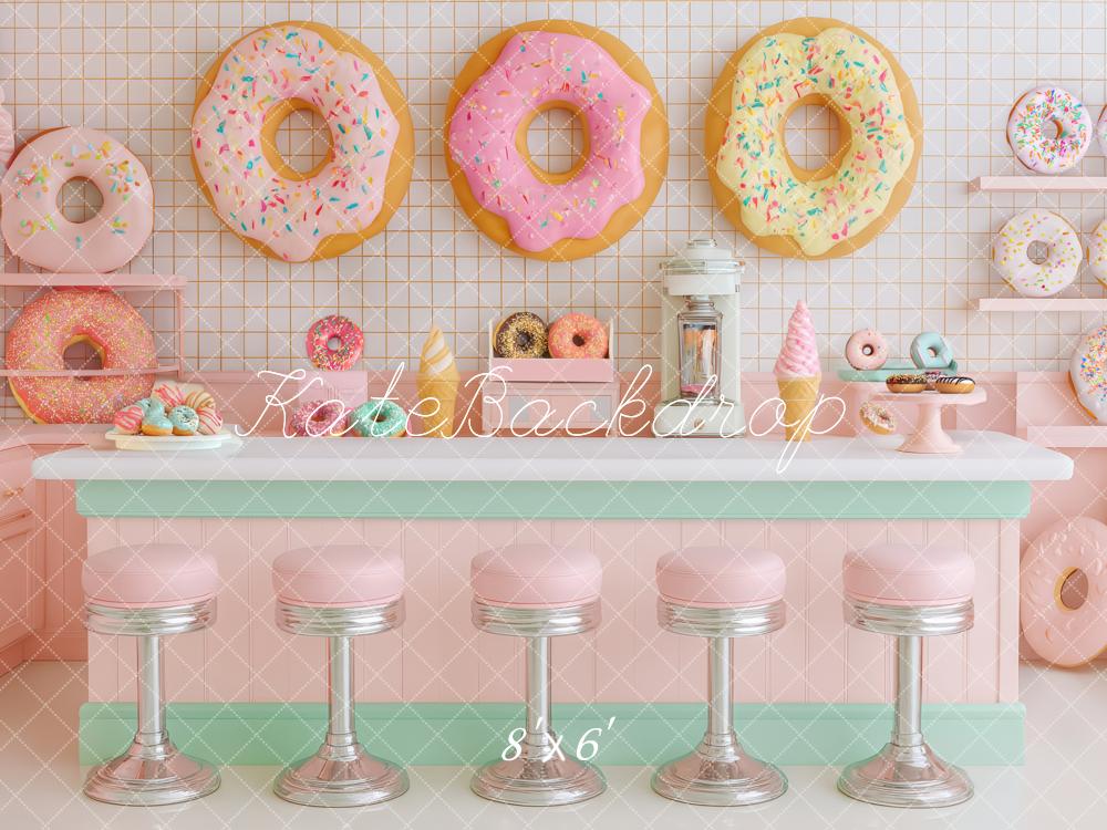 Kate Retro Diner Donuts Pastel Backdrop Designed by Patty Robert -UK
