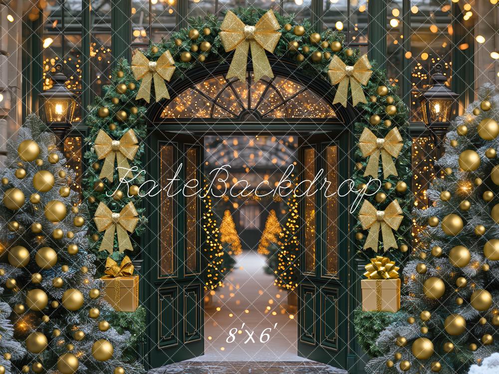 Kate Christmas Arch Garland Golden Ornaments Backdrop Designed by Mini MakeBelieve -UK