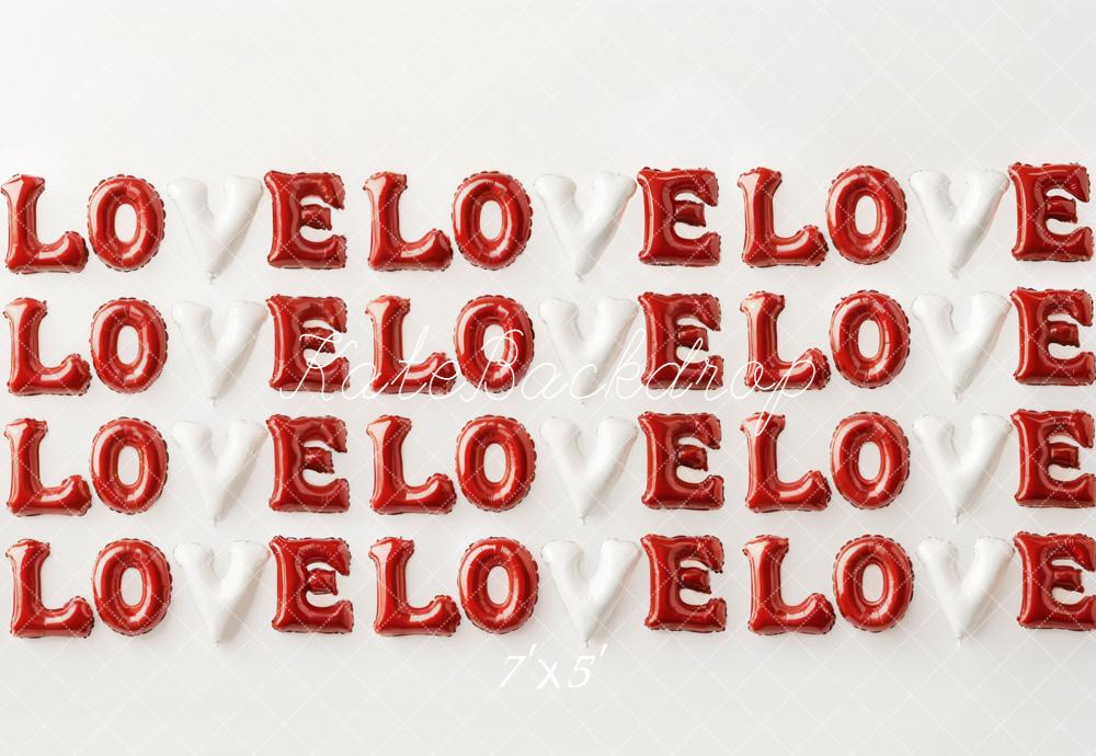 Kate Valentine Love Balloon Letters Red White Backdrop Designed by Emetselch