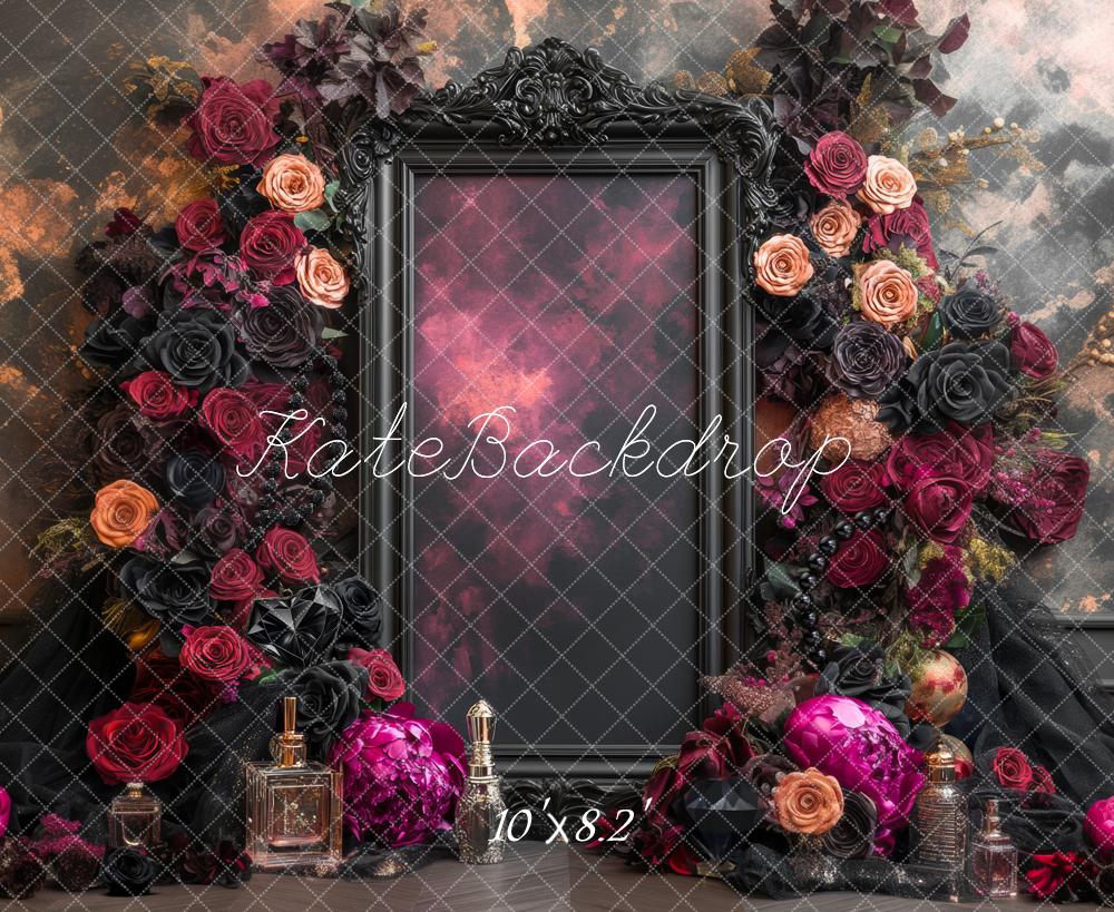 Kate Fine Art Dark Roses Ornate Frame Backdrop Designed by Mini MakeBelieve -UK