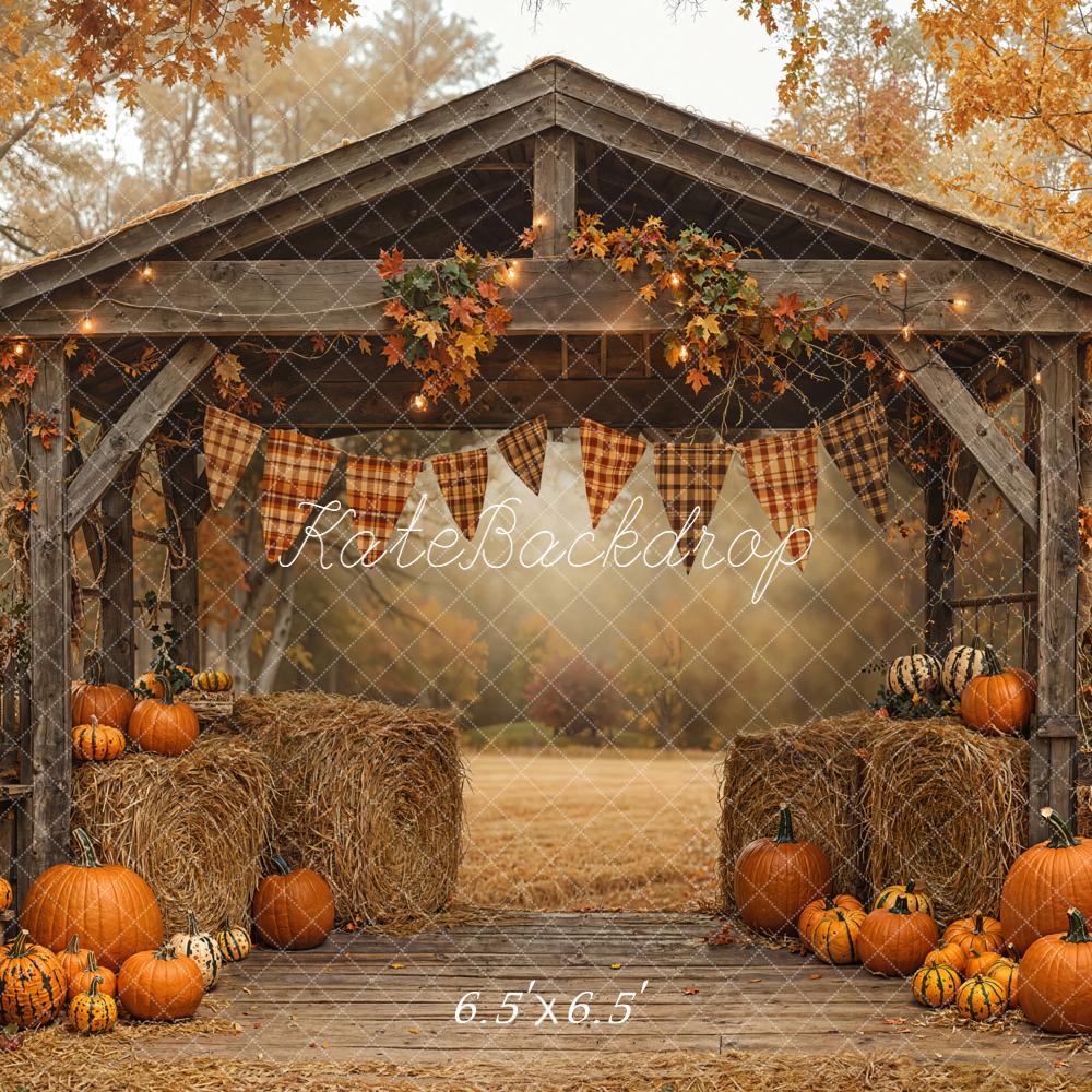 Kate Autumn Pumpkin Hay Bale Farm Backdrop Designed by Emetselch -UK