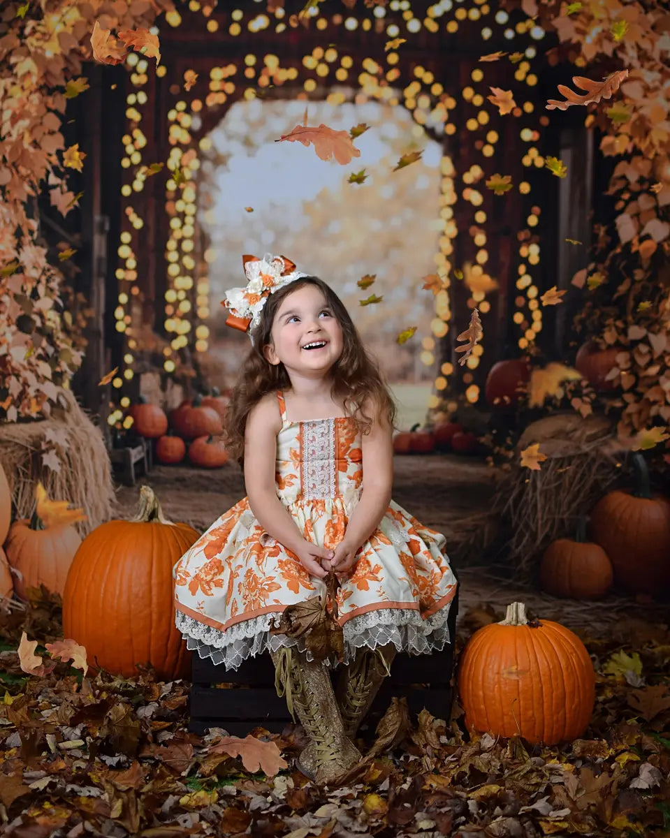 Kate Autumn Maple Arch Pumpkins Barn Backdrop Designed by Emetselch -UK