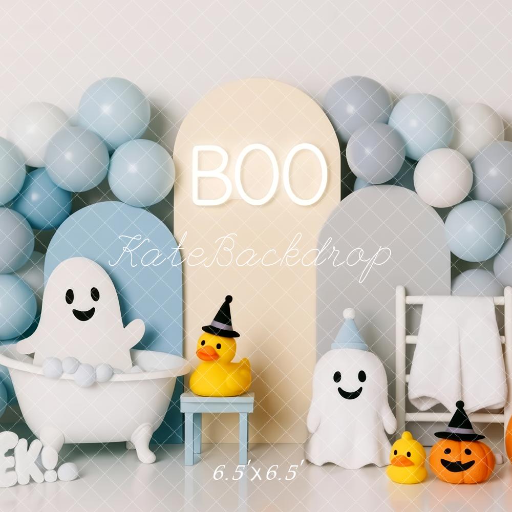 Kate Halloween Ghosts Bathtub Balloons Pumpkins Backdrop Designed by Patty Robert -UK
