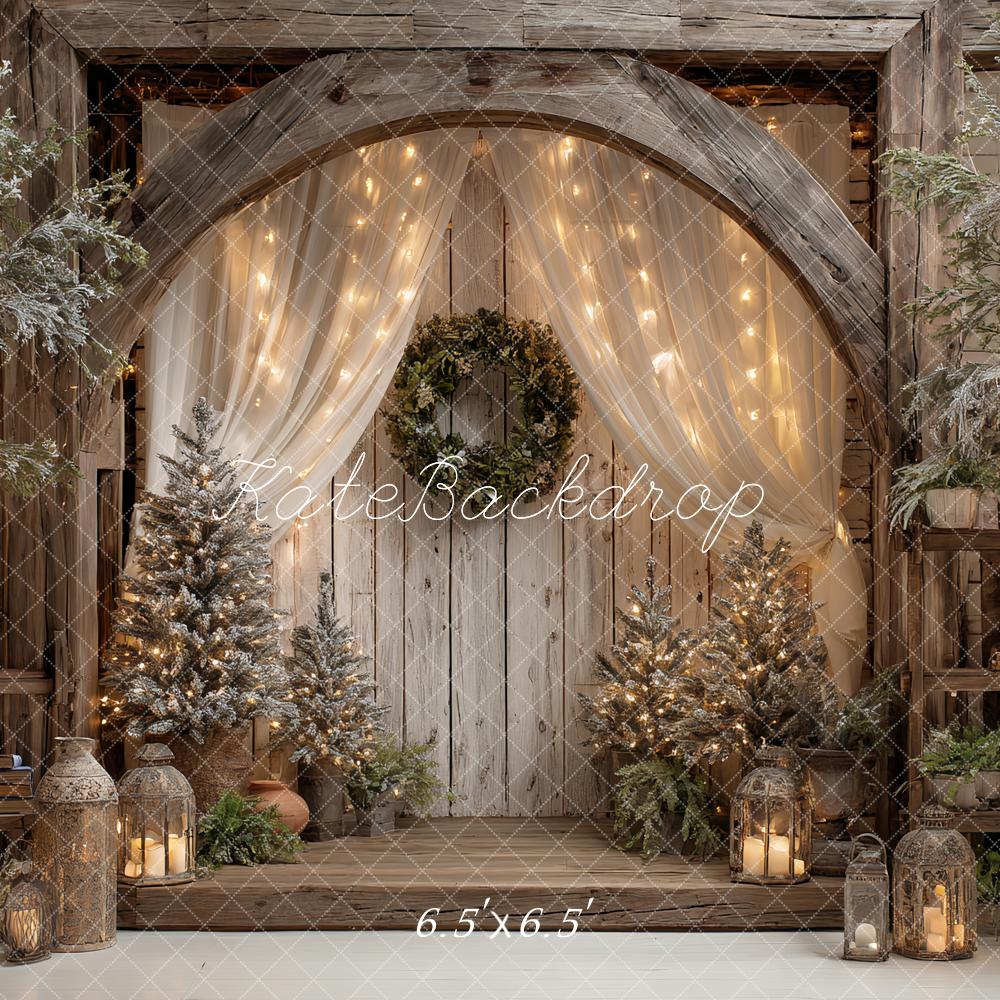 Kate Christmas Wooden Arch Fairy Lights Backdrop Designed by Ashley Paul