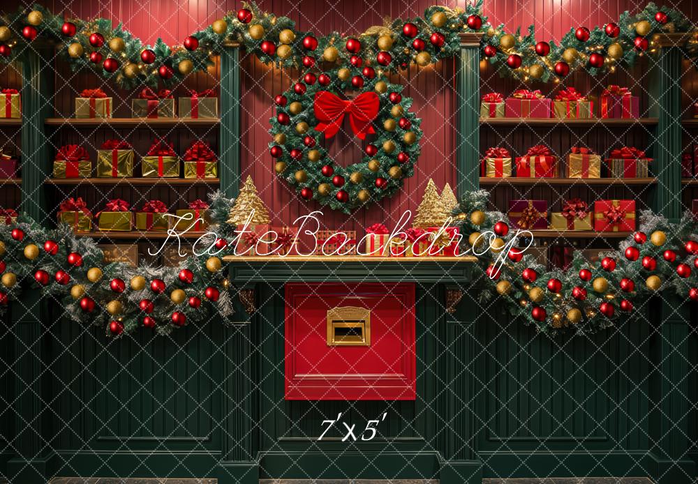 Kate Christmas Wreath Garland Gift Shelves Backdrop Designed by Mini MakeBelieve -UK
