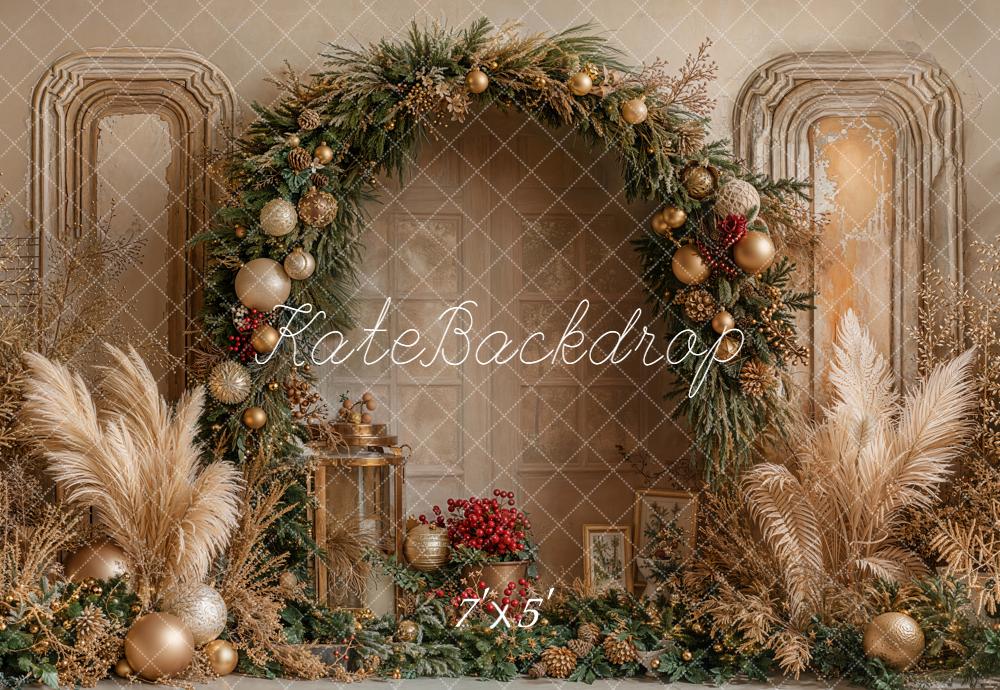 Kate Christmas Floralr Arch Pampas Grass Backdrop Designed by Emetselch -UK