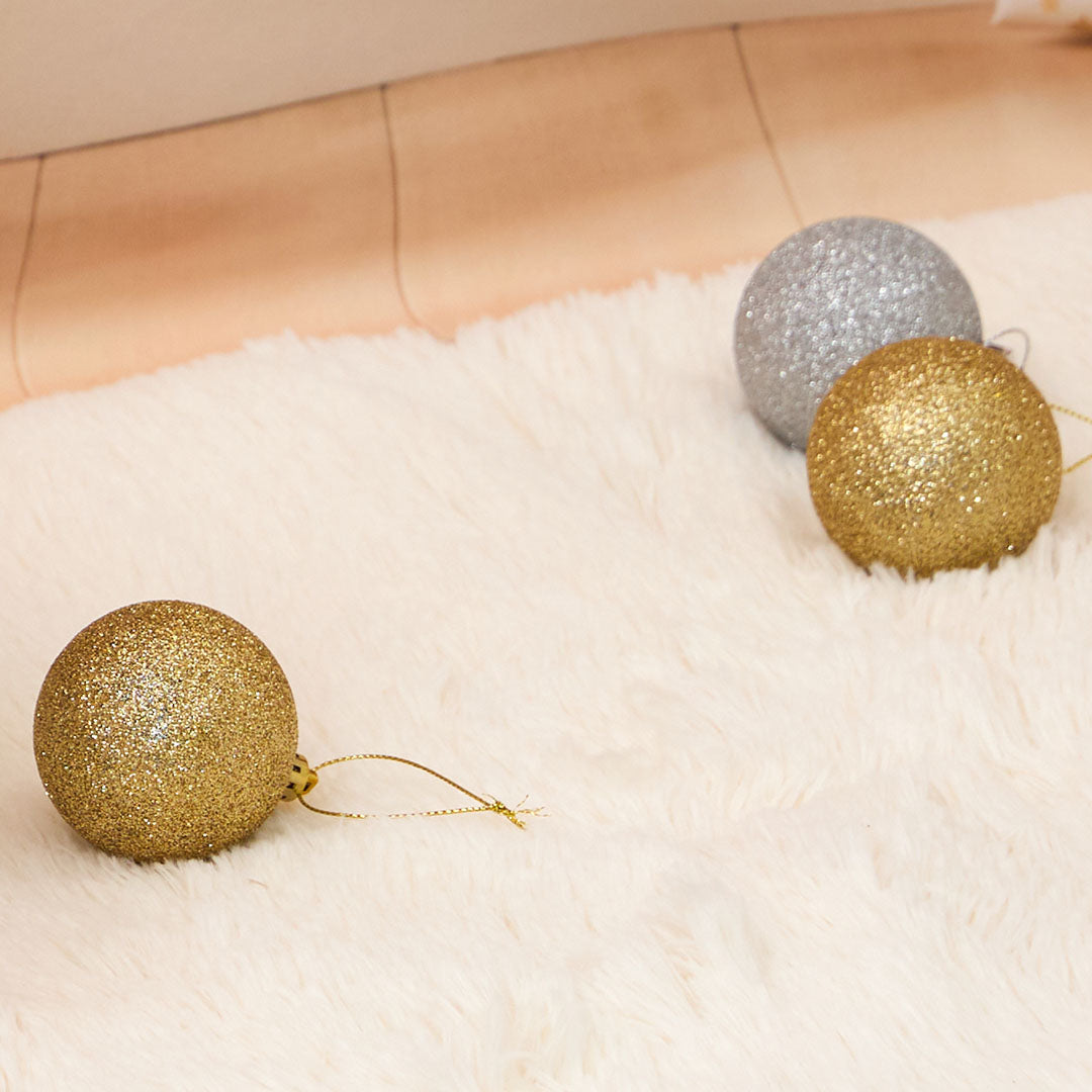 Kate 10pcs Silver/Gold Glitter Christmas Ornaments(D ≈ 2.36″) for Photography -UK