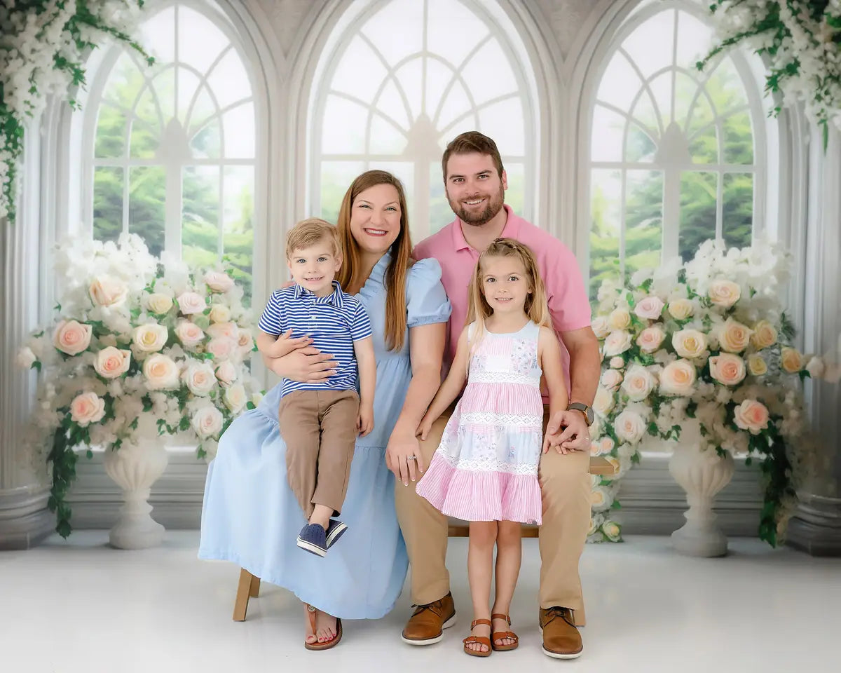 Kate White Floral Window Spring Backdrop Designed by Mini MakeBelieve -UK